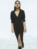 H&M Women Puff-sleeved Crepe Dress