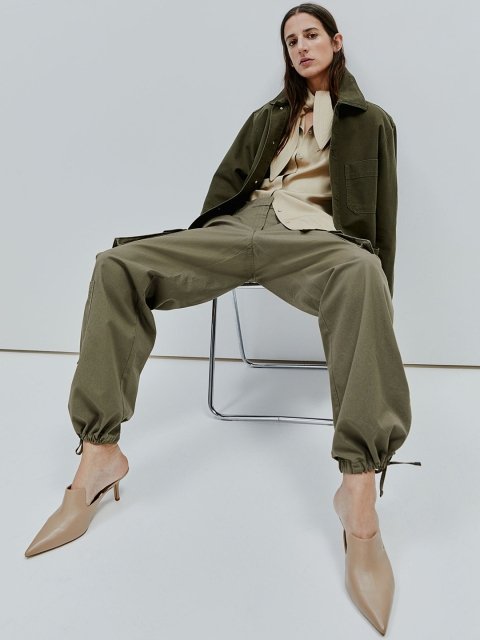 H&M Women Pure Cotton Cargo Trousers