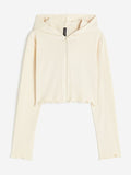 H&M Women Pure Cotton Cropped Zip-Through Sweatshirt