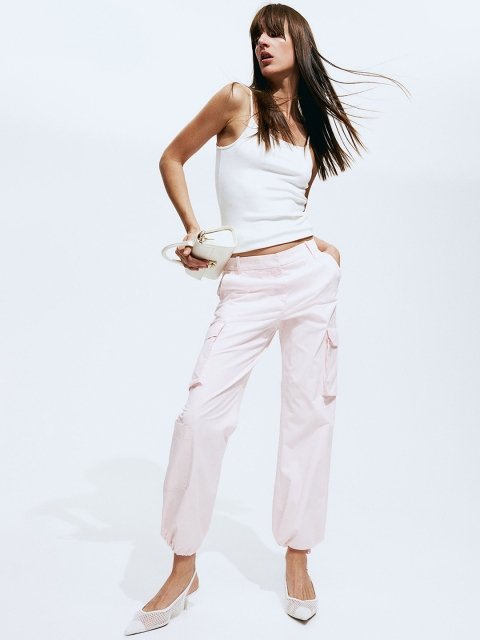H&M Women Pure Cotton Twill Cargo Trousers