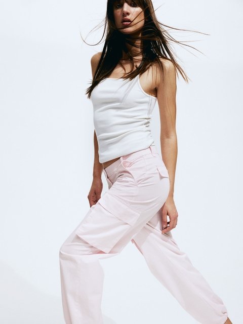 H&M Women Pure Cotton Twill Cargo Trousers
