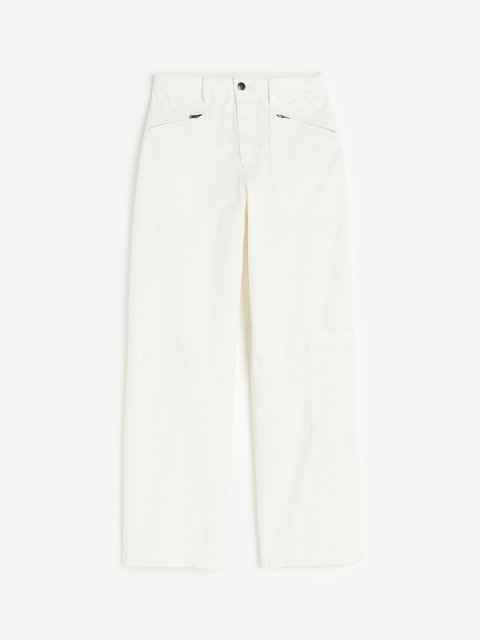 H&M Women Pure Cotton Twill Cargo Trousers