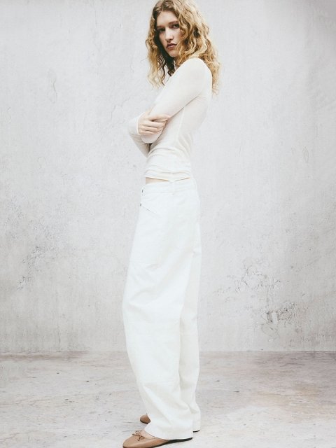 H&M Women Pure Cotton Twill Cargo Trousers