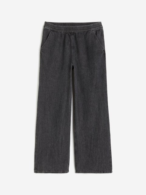 H&M Women Pure Cotton Wide-Denim Joggers