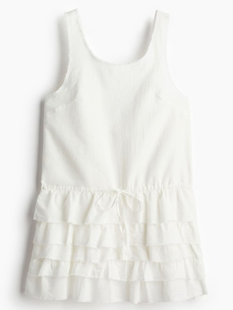 H&M Women Raw-Edge Tiered-Skirt Dress