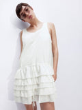 H&M Women Raw-Edge Tiered-Skirt Dress