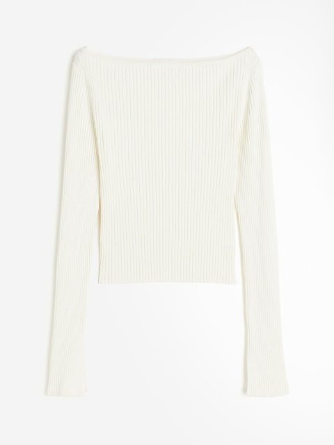 H&M Women Rib-Knit Boat-Neck Top