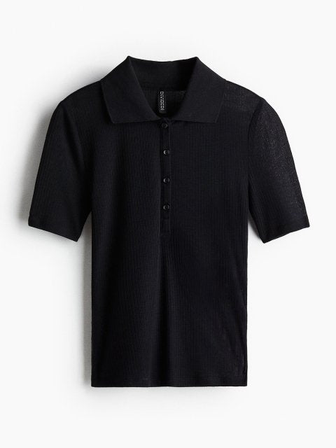 H&M Women Ribbed Polo Shirt