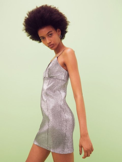 H&M Women Silver Cut-Out Mini Dress