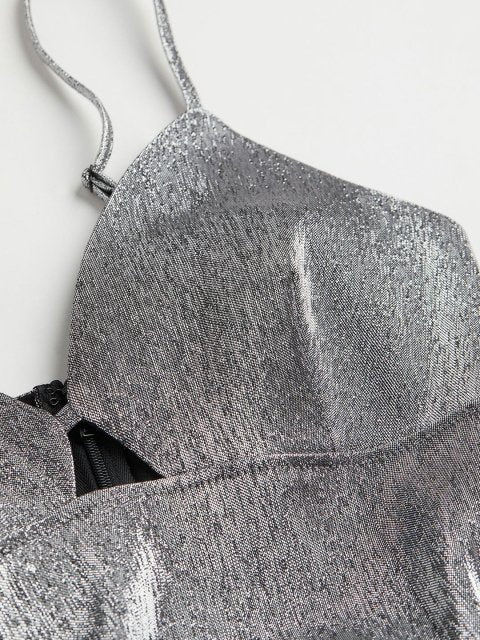 H&M Women Silver Cut-Out Mini Dress