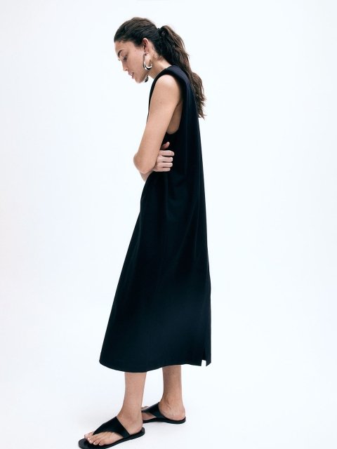 H&M Women Sleeveless Shoulder-Pad A-line Dress