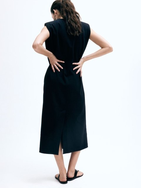 H&M Women Sleeveless Shoulder-Pad A-line Dress