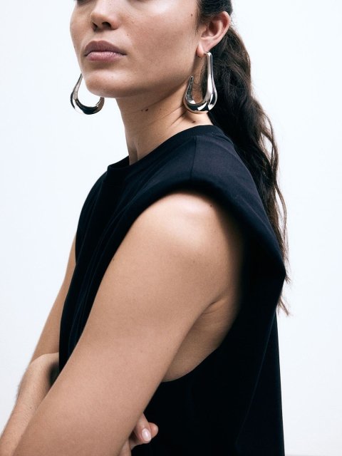 H&M Women Sleeveless Shoulder-Pad A-line Dress