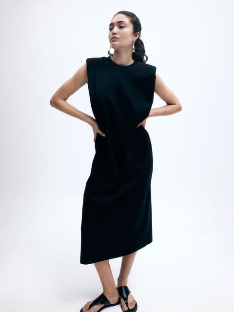H&M Women Sleeveless Shoulder-Pad A-line Dress