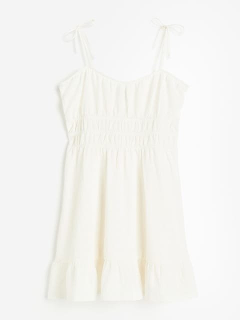 H&M Women Smocked-Waist Textured Dress