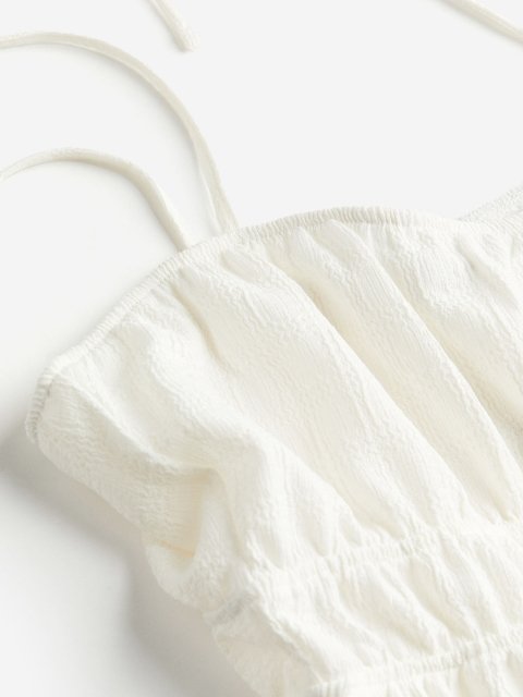 H&M Women Smocked-Waist Textured Dress