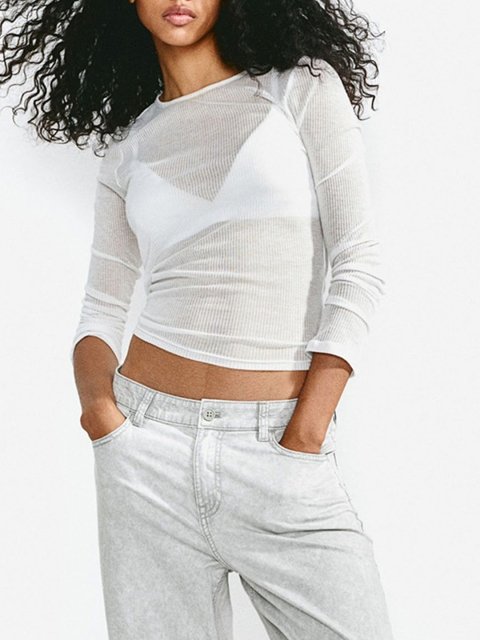 H&M Women Straight Fit High-Rise Pure Cotton Twill Trouser