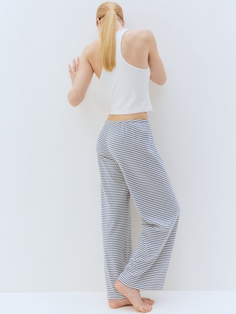 H&M Women Striped Printed Wide Jersey Trouser