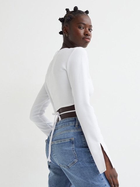 H&M Women White Cut-Out Blouse