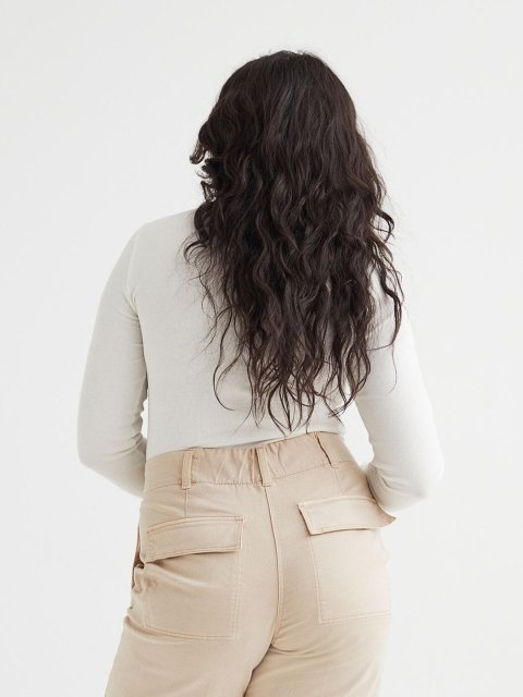 H&M Women White Ribbed Modal-Blend Top