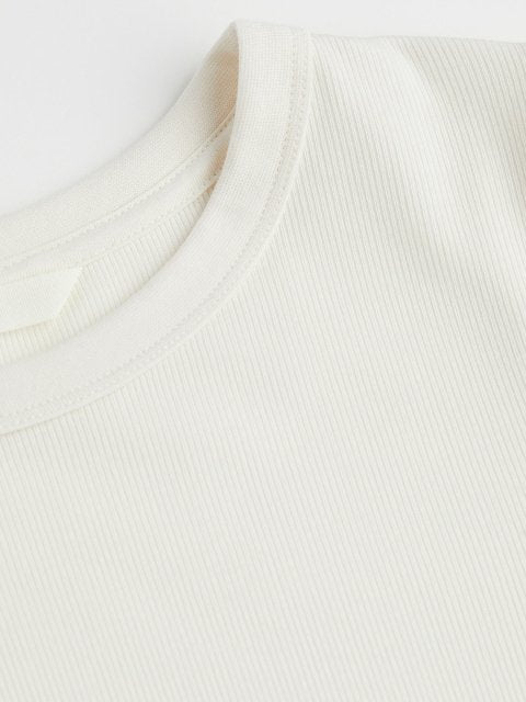 H&M Women White Ribbed Modal-Blend Top