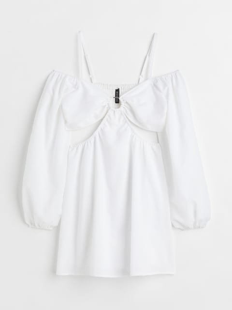 H&M Women White Short Cut-Out Dress