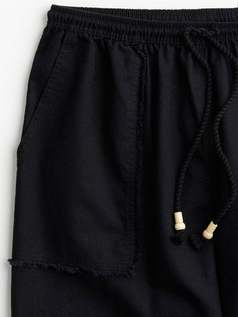 H&M Women Wide Linen-Blend Trousers