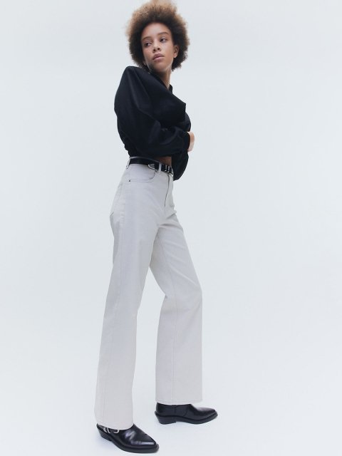 H&M Women Wide Twill Trousers