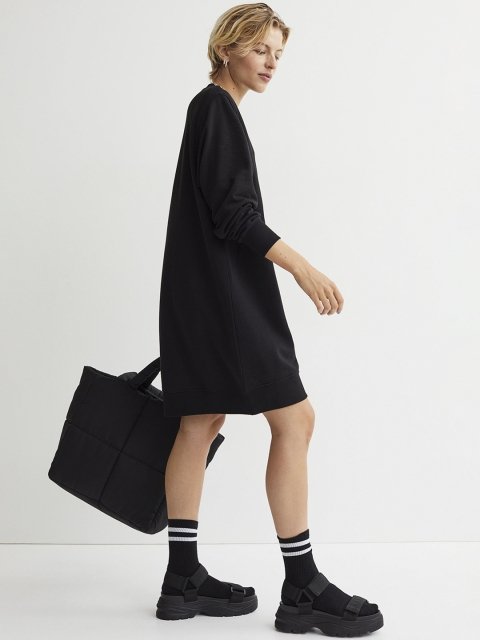 H&M Womens Black Sweatshirt Dress