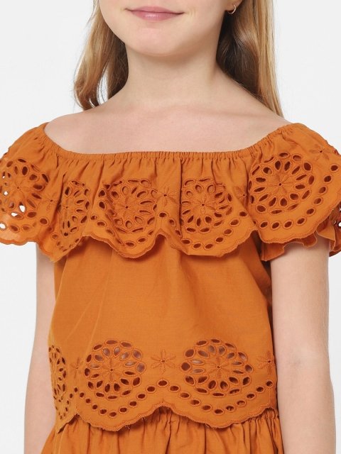 KIDS ONLY Brown Off-Shoulder Bardot Top