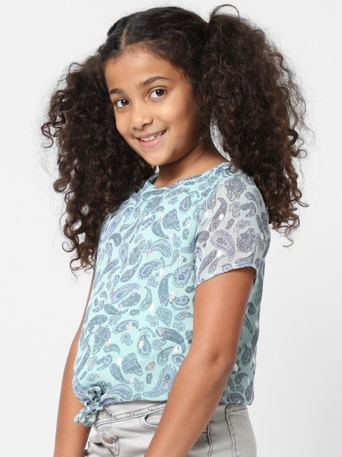 KIDS ONLY Girls Green Abstract Print Top