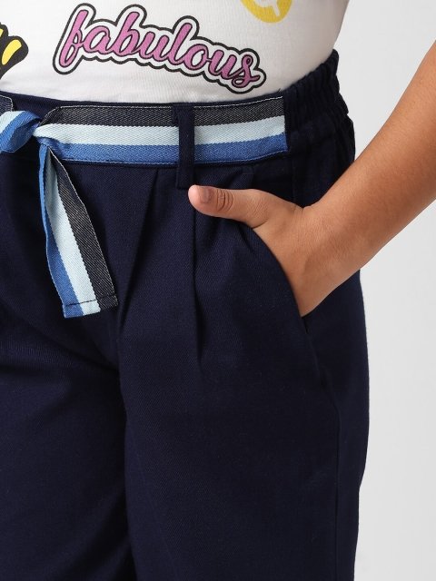KIDS ONLY Girls Navy Blue High-Rise Culottes Trousers