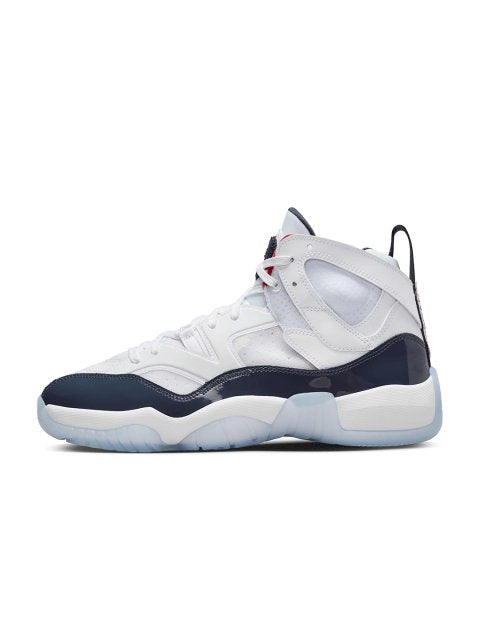 Nike Men White Jumpman Two Trey Leather Mid-Top Casual Shoes