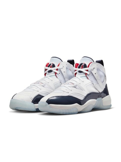 Nike Men White Jumpman Two Trey Leather Mid-Top Casual Shoes