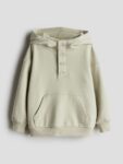 H&M Boys Pure Cotton Button-Top Hoodie Sweatshirt