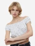 H&M Frill-Trimmed Off-The-Shoulder Blouse