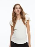H&M MAMA Flutter-Sleeved Jersey Top