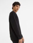 H&M Men Black Regular Fit Ribbed Sweatshirt