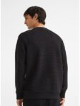 H&M Men Black Regular Fit Ribbed Sweatshirt