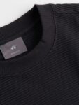 H&M Men Black Regular Fit Ribbed Sweatshirt