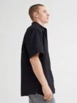 H&M Men Black Solid Relaxed Fit Short-Sleeved Shirt