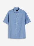 H&M Men Pure Cotton Relaxed Fit Short-Sleeved Shirt