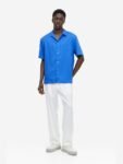 H&M Men Regular Fit Short-Sleeved Lyocell Shirt