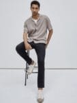 H&M Men Slim Fit Tailored Linen-Blend Trousers