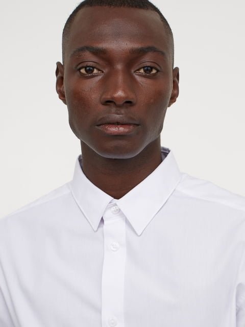 H&M Men White Slim Fit Easy-Iron Shirt