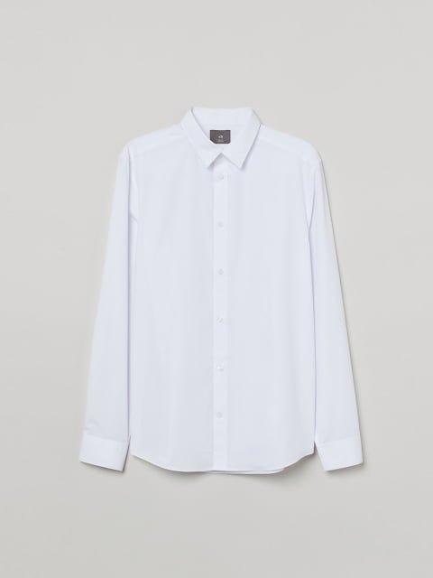 H&M Men White Slim Fit Easy-Iron Shirt