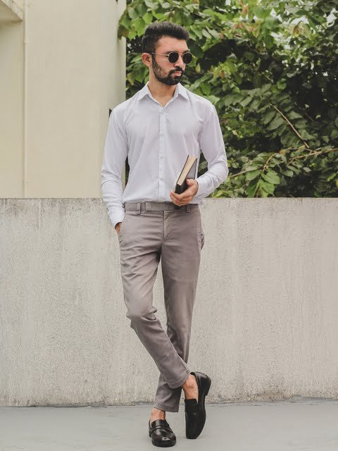 H&M Men White Slim Fit Easy-Iron Shirt