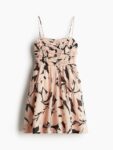 H&M Printed Flared Skirt Strappy Dress