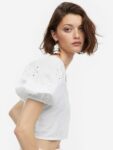 H&M Pure Cotton Puff-Sleeved Blouse