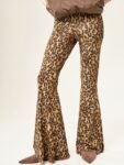 H&M Women Animal Printed Mid-Rise Flared Bootcut Trousers